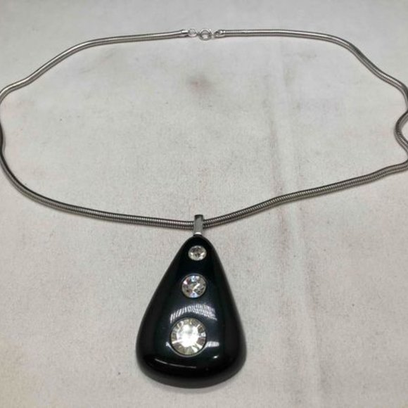 1970s Lanvin Lucite Teardrop Medallion Necklace